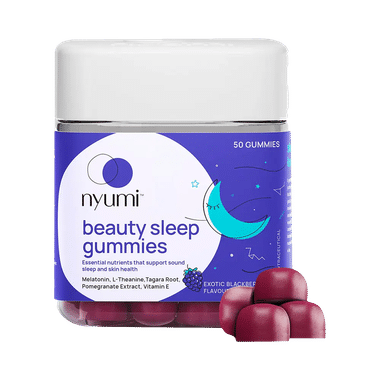 Nyumi Beauty Sleep Gummies | With Melatonin, L-Theanine & Tagara For Sound Sleep & Skin Support | Flavour Exotic Blackberry