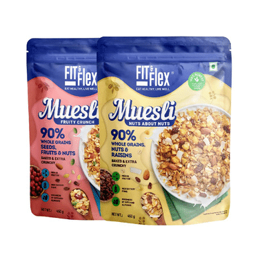 Fit & Flex Combo Pack Of Muesli Fruity Crunch & Nuts About Nuts (450gm Each)