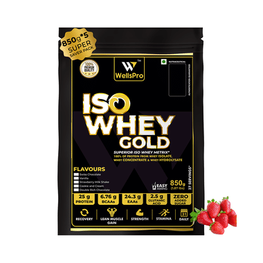 WellsPro Iso Whey Gold Powder (850gm Each) Strawberry