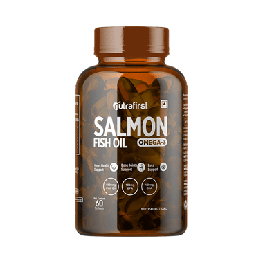 Nutrafirst Salmon Fish Oil With 1000mg Of Omega 3 | For Eyes, Heart, Joint, Brain & Immunity | Capsule