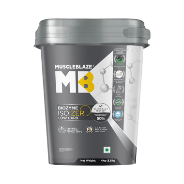 MuscleBlaze Biozyme Iso Zero Low Carb | Improves Protein Absorption By 50% | Flavour Powder Ice Cream Chocolate