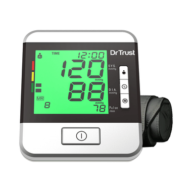 Dr Trust USA Goldline Talking Automatic Digital Blood Pressure Monitor Metallic Silver