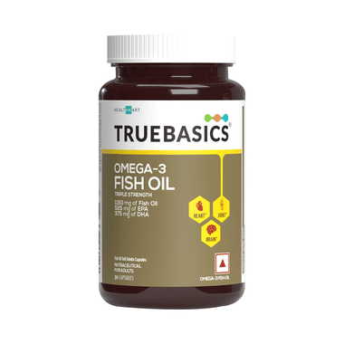 TrueBasics Omega 3 Triple Strength Fish Oil | For Brain, Heart & Joints | Soft Gelatin Capsule