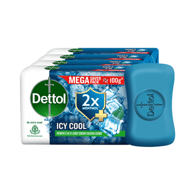 Dettol Icy Cool With 2x Menthol Mega Saver Pack Of Bathing Soap Bar (100gm Each)