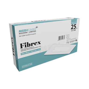 Medica Fibrex Non-Woven Adhesive Dressing With Non-Adherent Pad 10cm X 20cm