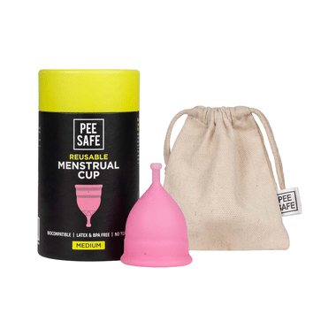 Pee Safe Reusable Menstrual Cup With Medical Grade Silicone For Women Medium Pink