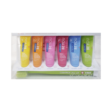Curaprox Combo Pack of 6 BeYou Toothpaste (10mlEach) and 1 CS 5460 Toothbrush