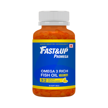Fast&Up Promega 1250mg Omega 3 Fish Oil 3:2 EPA DHA Ratio Soft Gels