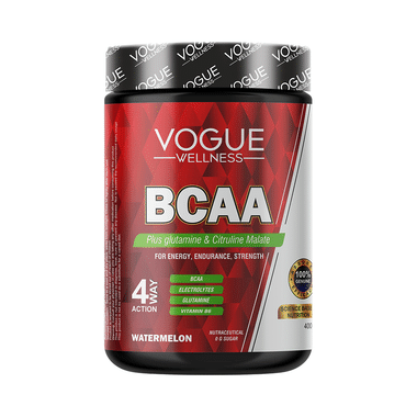 Vogue Wellness BCAA Supplement Boost Strength Stamina Energy Performance Muscle Recovery & Endurance Watermelon