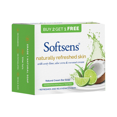 Softsens Naturally Refreshed Skin Bar Soap (100gm Each) Buy 2 Get 1 Free
