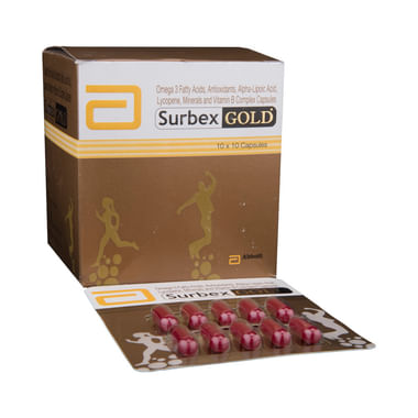 Surbex Gold Capsule With Omega 3 Fatty Acids, Antioxidants, ALA, Lycopene, Minerals And Vitamin-B Complex