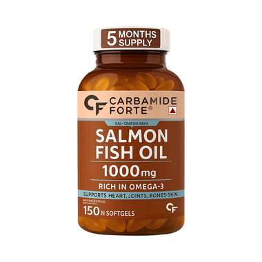 Carbamide Forte Salmon Fish Oil With 1000mg | Rich In Omega 3 | | Softgel Capsule For Heart, Joints, Bones & Skin Health