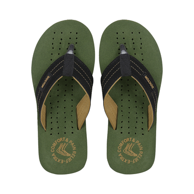 Doctor Extra Soft D28 Orthopaedic And Diabetic Super Fit Comfort Doctor Slipper, Flip-Flop, Cushion, Slides And House Slipper For Men Olive/Beige 7