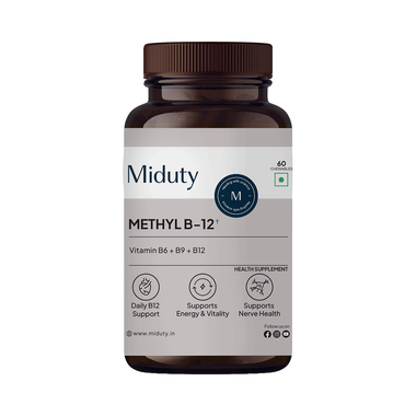 Miduty Miduty Vitamin B12 - Bioactive B-Complex with B6,B9,B12 - Energy, Brain & Nerve Support Chewable Tablet