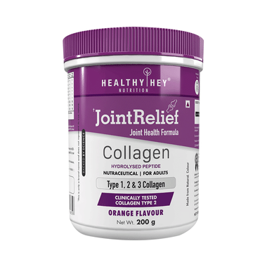 HealthyHey Nutrition Joint Relief With Collagen Type 1, 2 & 3 | Flavour Powder Orange Flavour