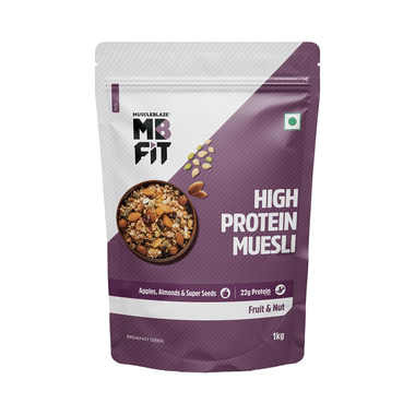 MuscleBlaze Fit High Protein Muesli 22 G Protein | Flavour Fruits & Nut