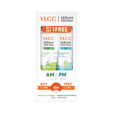 VLCC Acne Defense Tulsi & Hydra Nourish Aloevera Serum Face Wash AM & PM Combo