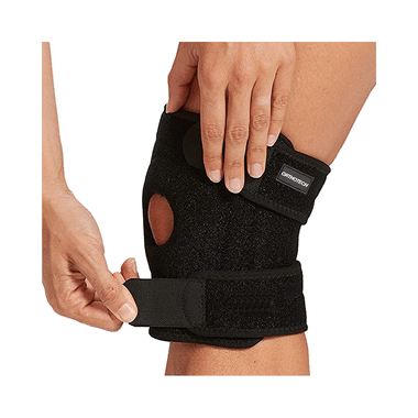 Orthotech OR-2446 Open Patella Knee Support With Stays Free Size Black