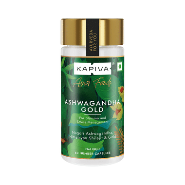 Kapiva Ayur Foods Ashwagandha Gold Capsules with Shilajit & Gokshura | For Stamina & Stress Management