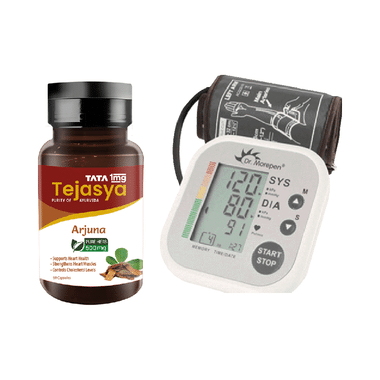 Combo Pack of Dr Morepen BP 02 Blood Pressure Monitor & Tata 1mg Tejasya Arjuna Capsule 500mg (60)