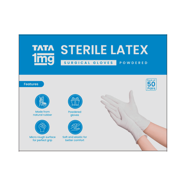 Tata 1mg Sterile Latex Surgical Powdered Pair Of Gloves Size 7
