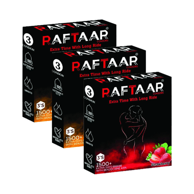 Raftaar Combo Pack of Condom 2 Pcs Chocolate, 1 Pc Strawberry (3 Each)