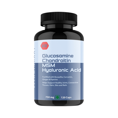 Vitaminhaat Glucosamine Chondroitin MSM With Hyaluronic Acid | For Healthy Joints, Tissues, Hair, Skin & Nails | Capsule