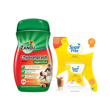 Combo Pack of Zandu Chyavanprash Avaleha Jaggery 900gm & Sugar Free Gold Low Calorie Sweetener 500 Pellet Super Saver Pack