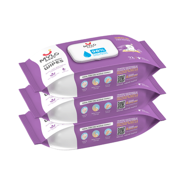 Mylo Baby Gentle Wipes with 98% Pure Water, Coconut Oil & Neem (80 Each) with Lid