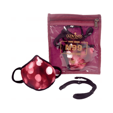 Advind Healthcare Smog-Guard N99 Pollution Mask for Kids Small Red Polka Dots Design without Valve