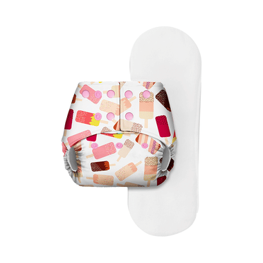 Basic Pocket Diaper With Dry Feel Pad Free Size Icecream