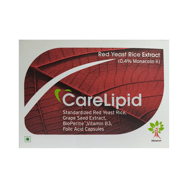 CareLipid Capsule With Red Yeast Rice, Grape Seed Extract, Bioprene, Vitamin D3 & Folic Acid