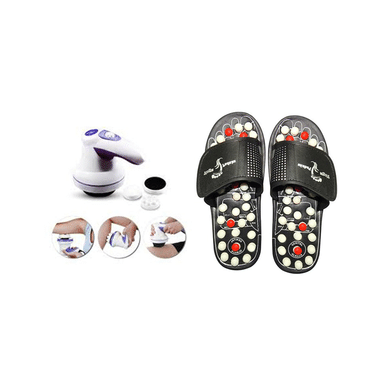Dominion Care Combo Pack of Accu Paduka Accupressure Massage Slipper and Manipol Massager