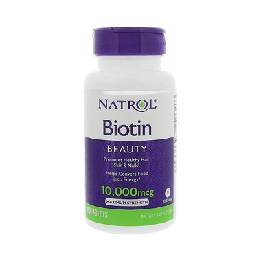 Natrol Biotin 10,000mcg Tablet for Energy, Hair, Skin & Nails
