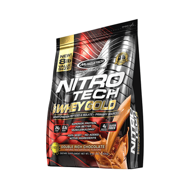 Muscletech Performance Series Nitro Tech 100% Whey Gold Whey Protein Peptides & Isolate Double Rich Chocolate