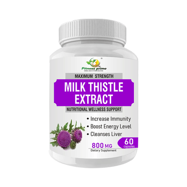 Fitness Prime Maximum Strength Milk Thistle Extract Nutritional Wellness Support 800mg Capsule