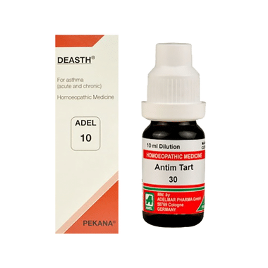 ADEL Asthma Care Combo Pack Of 10 Deasth Drop 20ml &  Antimonium Tartaricum Dilution 30CH 10ml