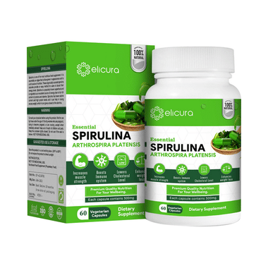 Elicura Essential Spirulina Arthrospira Platensis Vegetarian Capsule