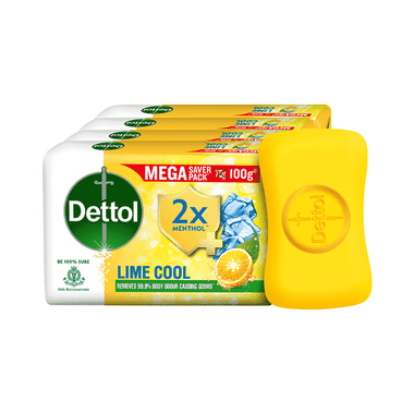 Dettol 2x Menthol Lime Cool Mega Saver Pack Of Bathing Soap Bar (100gm Each)