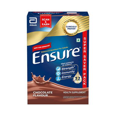 Ensure Powder Complete Balanced Drink For Adults | For Strength, Immunity & Energy | With Essential Vitamins | Nutrition Formula Chocolate