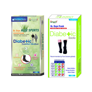 Vringra Combo Pack of Dr. Oxyn Aloe Sports Diabetic Comfort Walker and Dr. Oxyn Fresh Diabetic Socks (1 Pair Each)