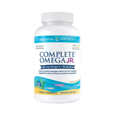 Nordic Naturals Complete Omega JR. 283mg Omega 3 + 35mg GLA Mini Softgel 6-12 Yrs Lemon