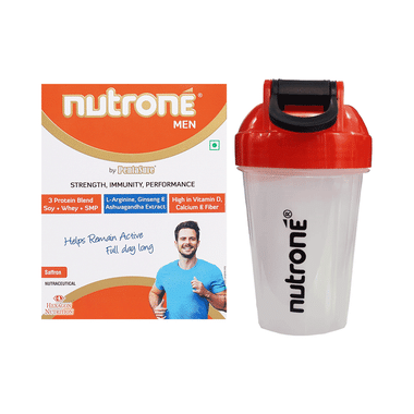 Nutrone Men 3 Protein Blend (Soy+Whey+SMP) Powder Saffron With Shaker Free