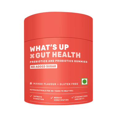 What's Up Wellness Gut Health Gummies | Pre & Probiotic Patented Strain |No Added Sugar