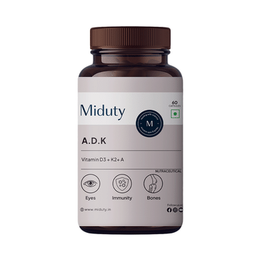 Miduty ADK Vitamin+K2+A Capsule | Eyes, Immunity, Weak Bones, Arthritis & Fat soluble Capsule