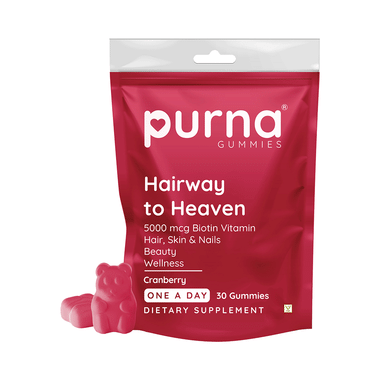 Purna Gummies Hairway To Heaven 5000mcg Biotin Vitamin Cranberry