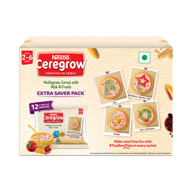 Nestle 2to6 Years Ceregrow Multigrain Cereal With Milk & Fruits Extra Saver Pack (50gm Each)