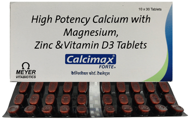 Calcimax Forte+ Calcium Tablet with Magnesium, Zinc & Vitamin D3 | Nutrition Formula with Essential Minerlas | For Bone, Joint & Muscle Care