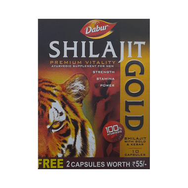 Dabur Shilajit Gold Capsule For Men | For Immunity, Strength, Stamina & Power | With 2 Capsule Free