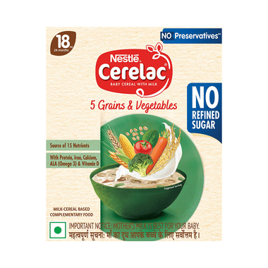 Nestle Cerelac Baby Cereal With Iron, Vitamins & Minerals | No Preservative 5 Grains & Vegetables No Refined Sugar